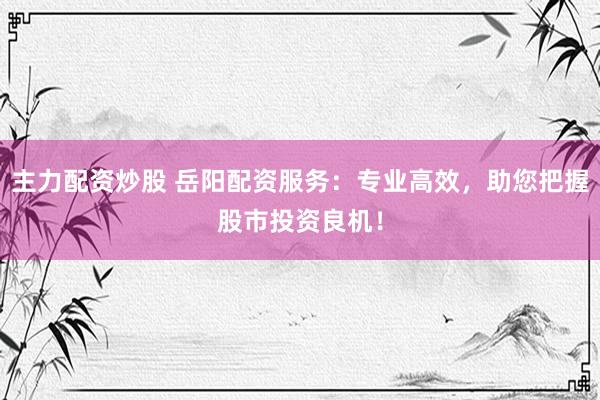 主力配资炒股 岳阳配资服务：专业高效，助您把握股市投资良机！
