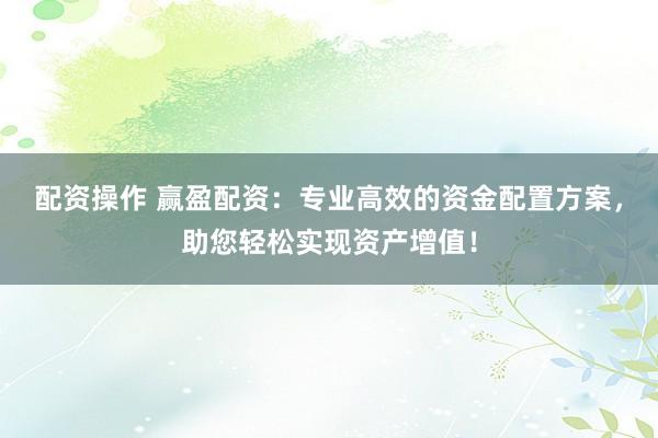 配资操作 赢盈配资：专业高效的资金配置方案，助您轻松实现资产增值！