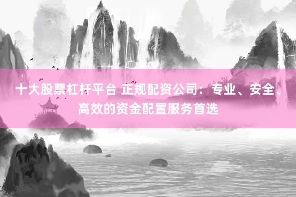 十大股票杠杆平台 正规配资公司：专业、安全、高效的资金配置服务首选