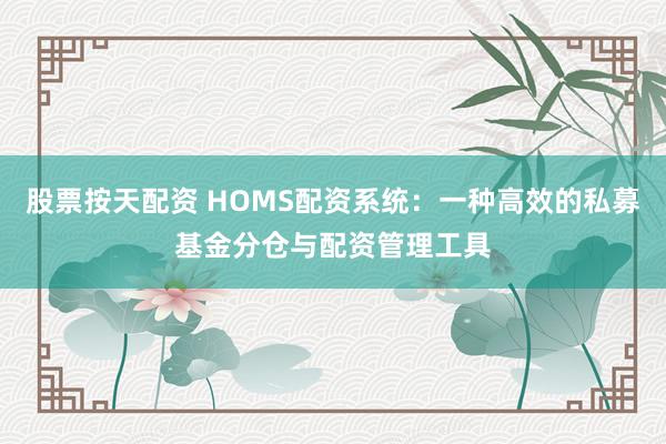 股票按天配资 HOMS配资系统：一种高效的私募基金分仓与配资管理工具